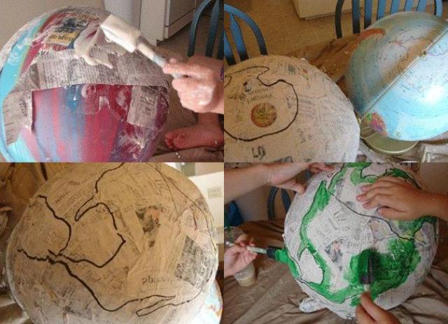 Fabriquer un globe pour un cours de géographie en utilisant la technique du papier mâché